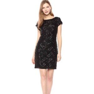 Eliza J Black Cocktail Sequin Dress with cap sleeves size 0